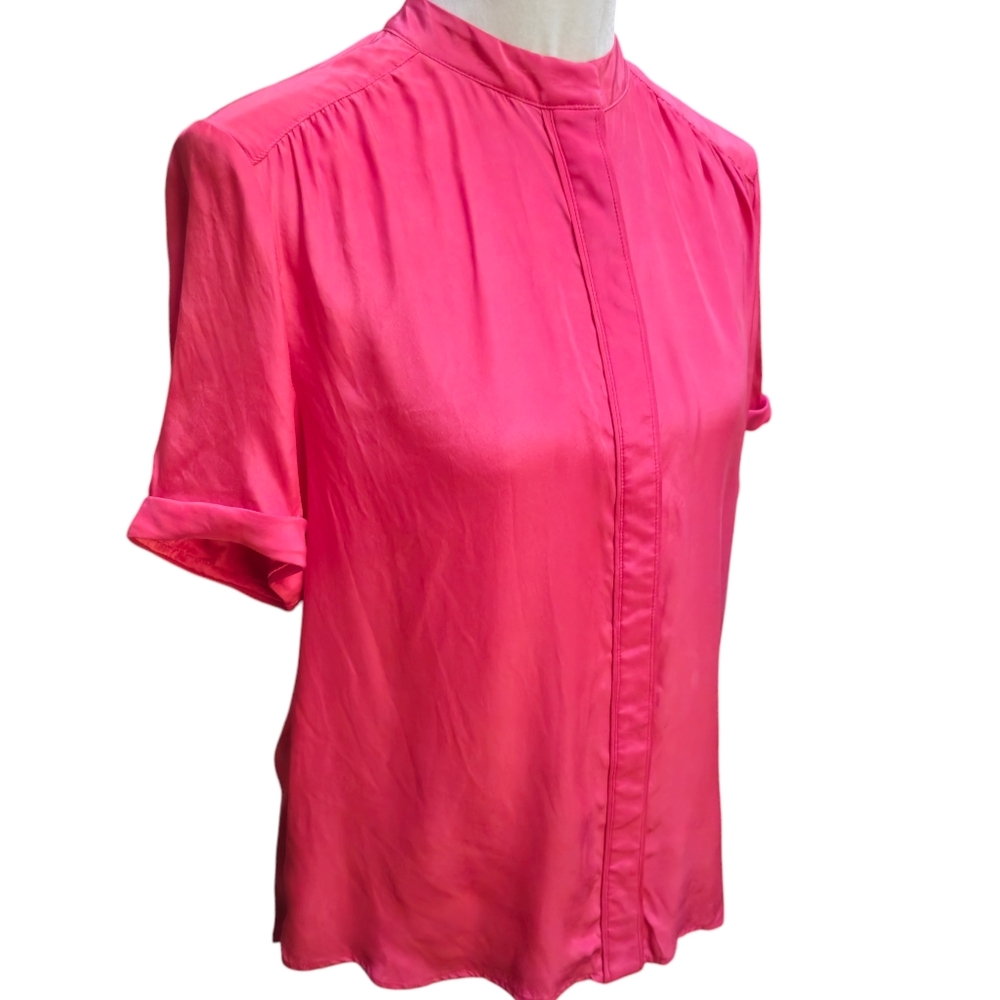 FRAME 100% Silk Button Down Top in Blood Orange Size Small
